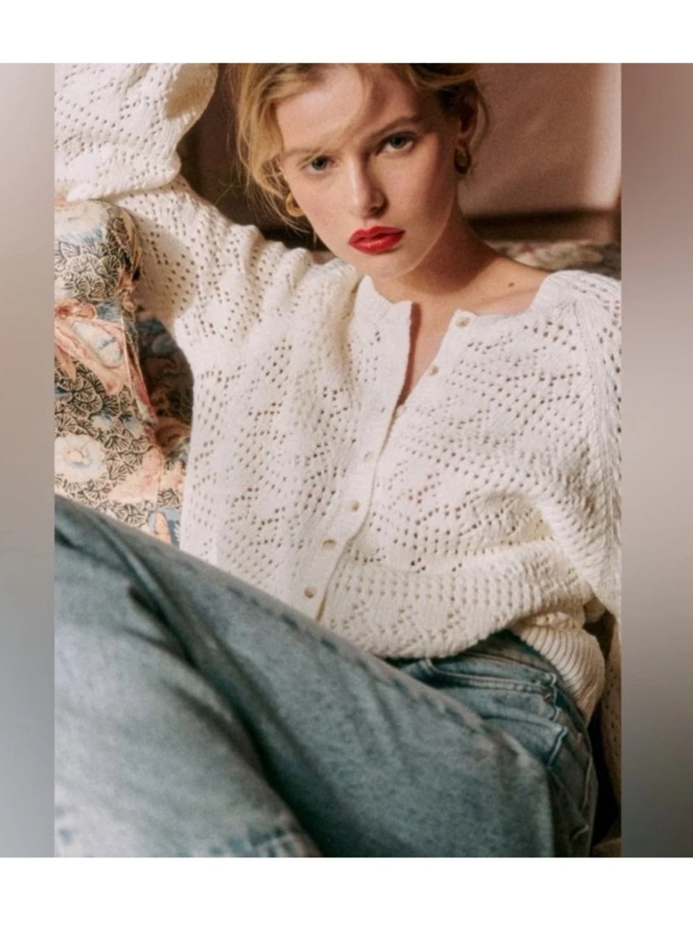 Sezane Capucine Cardigan in White - Picture 11 of 12